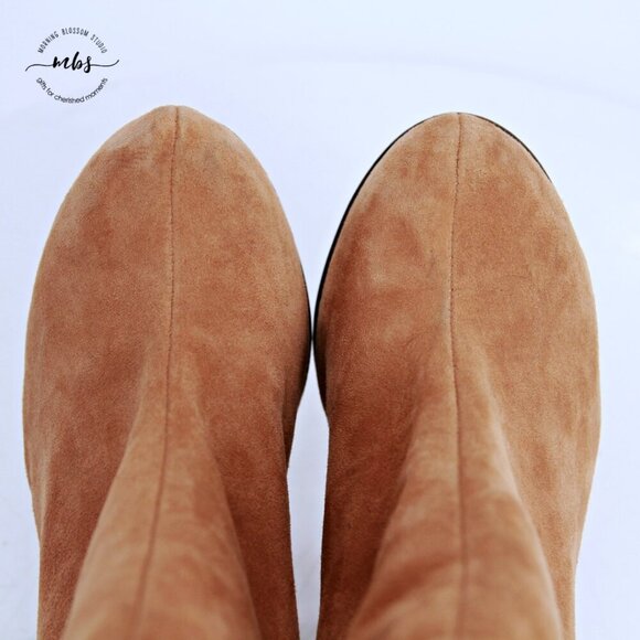 Jeffrey Campbell Rumble Suede Block Heeled Booties Tan Women 8 - Picture 15 of 16